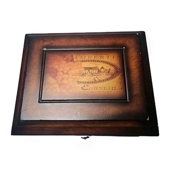 Wood Box Treasure Chest Brown Lined Storage Organization 10x12x6 - Picture 6 of 16